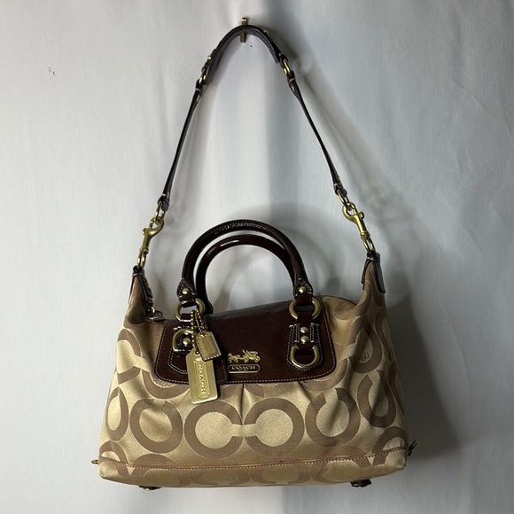 Coach Brown and Tan Satchel with Structured Design - Picture 4 of 16